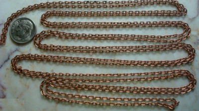 Jewelry chain 6' Copper pl 3x2mm flat cable link bead chain 12 links in PCH036B