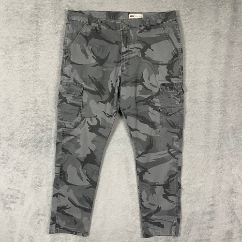 Wrangler Camo Cargo Hose Herren 36 Grau Camouflage Jagd Outdoor Tapered 36x29