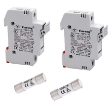 2 PCS Solar Fuse Holder 20A 1000V DIN Rail Mount Fuse Holder 1 Pole White Pla...