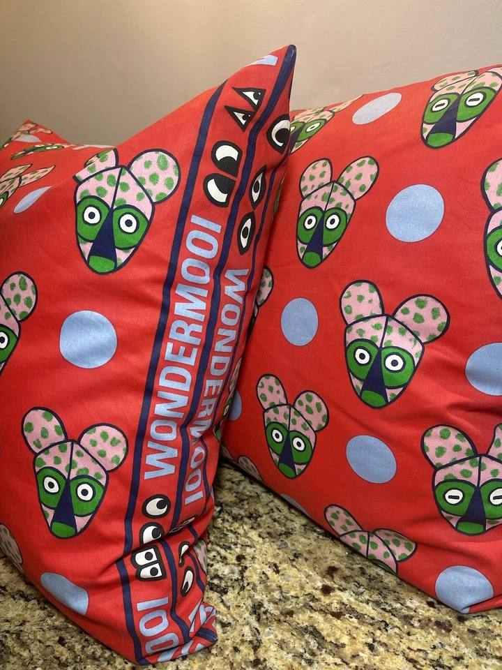 IKEA Glodande Pillows 20" Wondermooi Red Blue With FEATHER INSERTS (2) - Image 2 of 4