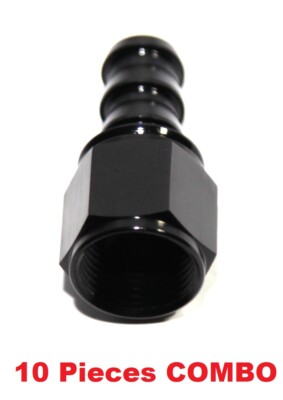 10PCs BLACK AN-8 Straight Push ON Lock Hose Fitting Oil/Fuel/Gas Line Adapter