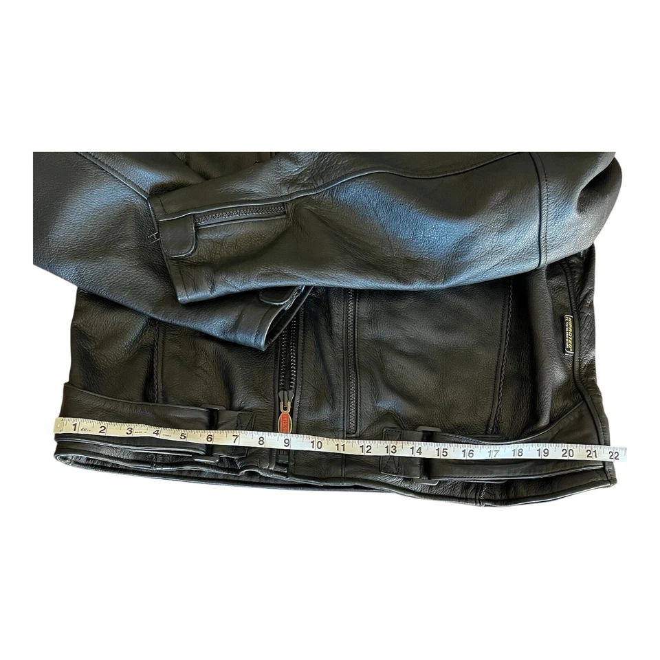 First Gear Black Leather Motorcycle Riding Jacket Removable Brown Liner Mens XL - Image 3 of 4