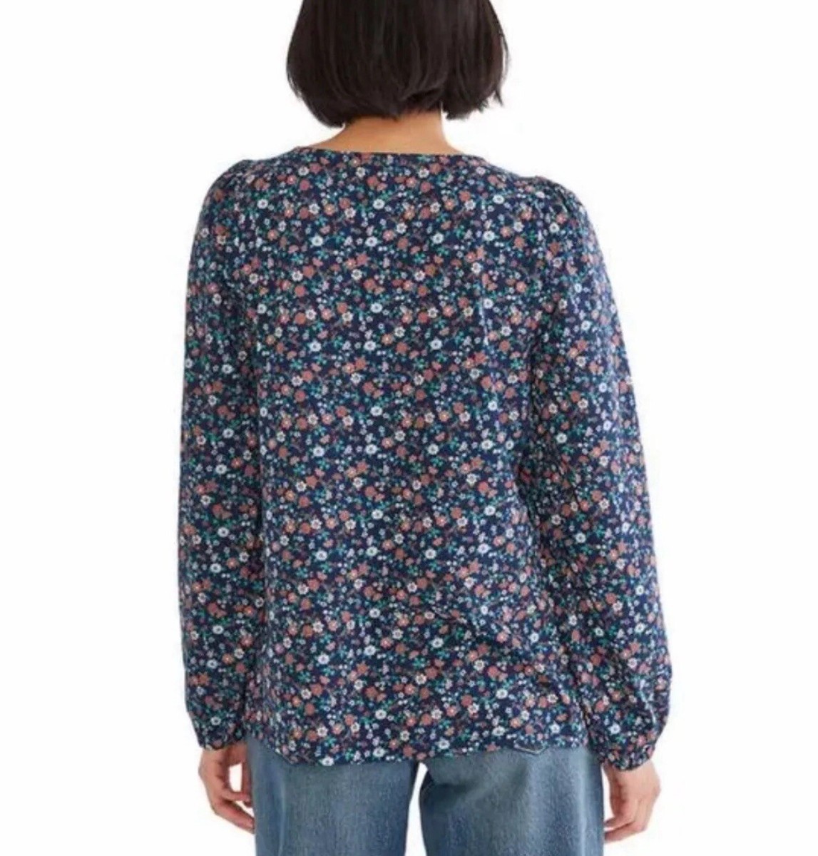 NWT: Lucky Brand Women's Square Neck Peasant Top, Navy, Red
