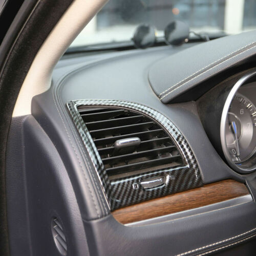 Tablero de fibra de carbono ventilación de aire lateral toma de corriente alterna cubierta embellecedor para Chrysler 300 2011+ - Imagen 7 de 9