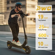 600W 10" Off-Road Electric Scooter Dual Suspension E-Scooter With Trun Signal