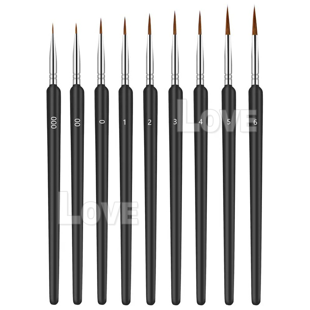 9pcs Artist Sable Painting Brushes Set Paint Brush Hair Miniature