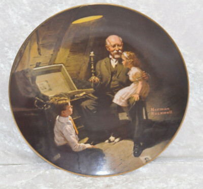 Wand - Sammelteller-Edwin M.Knowles - Norman Rockwell - GRANDPA´S TREASURE CHEST