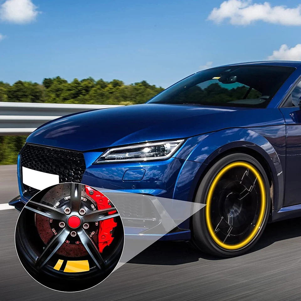 6 x Calcomanías adhesivas amarillas vinilo llanta rueda coche reflectante accesorios para 16"-21" Foto 3 de 4