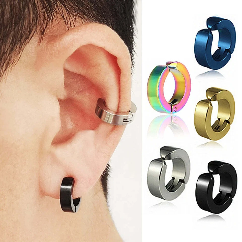 Punk Non Piercing Clip Unisex Titanium Steel Magnetic Type Stud Earrings - Image 3 of 4