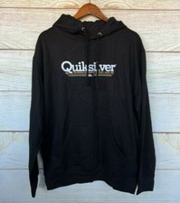 Quiksilver Hoodie Mens Medium Blk Reverse Screen Shadow Fleece Sweatshirt New M