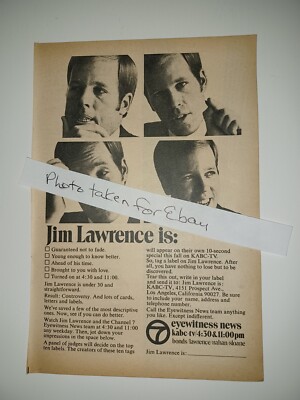 KABC tv ch News Jim Lawrence Page 1970 5x7 Magazine Ad