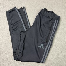 Adidas Track Pants Adult Medium Gray White Climacool 3 Stripe Zip Ankle Joggers