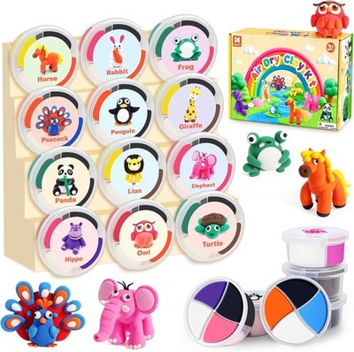 Air Dry Clay Kit 12 Animals Modeling with Video Tutorial