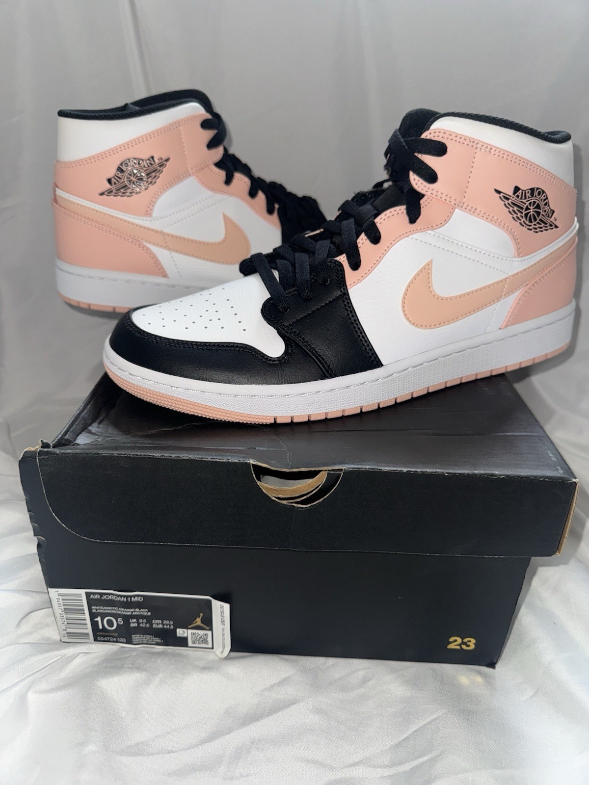 Nike Air Jordan 1 Mid Peach Black White Men’s 10.5 New Deadstock w/ Box