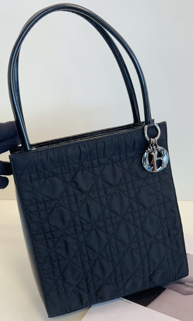 Vintage Christian Dior Lady Shoulder Bag in Black & Silver