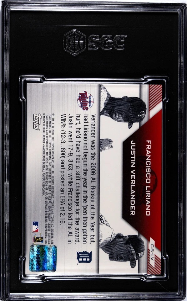 2007 Topps Co-Signers Autographs Justin Verlander Francisco Liriano Grade 10/9 - Image 2 of 2
