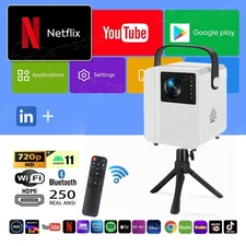 Android 11 2+16GB Projector 4K Portable Video WiFi Home Theater Bluetooth