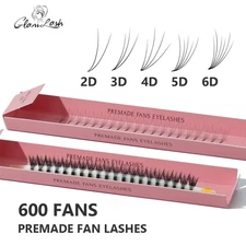 GLAMLASH Premade Volume Fan Eyelashes Extension 600Fans Mega Bulk Natural Soft