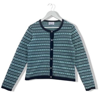 Brora Cashmere Fair Isle Cardigan Women s UK 12 US 8 EU 40 Patterned Long Sleeve