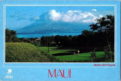 Wailea Golf Course Kihei Maui Hawaii West Maui View in Background Postcard