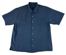 Tommy Bahama Short Sleeve 100 Silk Men s Size XL Blue Button Up Shirt