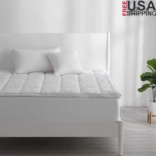 Hypoallergenic Queen Mattress Pad Overfilled Gusseted Cooling Antimicrobial New