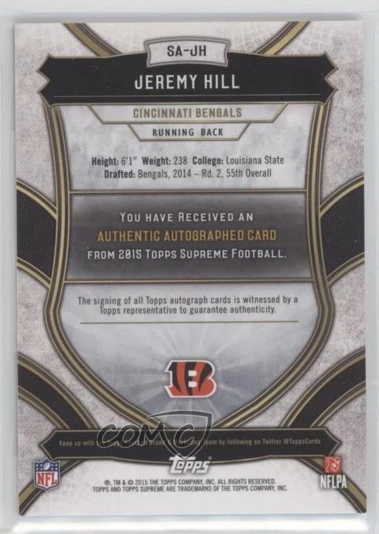 2015 Topps Supreme Supreme Auto Green /10 Jeremy Hill #SA-JH Auto - Image 2 of 2
