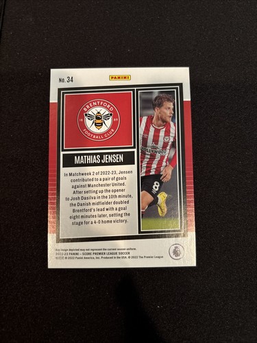 Mathias Jensen 2022-23 Panini Score /10 Brentford #34 - Picture 2 of 2