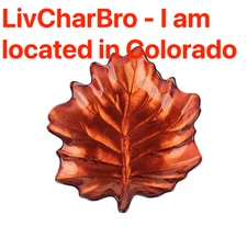 Turkish Glass Luomo 8.25" Leaf-Shaped Plate Table Decor Rust & Copper Colored