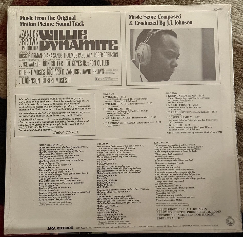 WILLIE DYNAMITE OST 1974 lp MCA Records 1st ED NM MCA-393 SEALED - Image 2 of 2