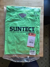 2 - Coolibar Men’s Large SUNTECT UPF50+ Long Sleeve Boson V-neck - Turf Green