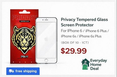 Privacy Tempered Glass Screen Protector For iPhone 6 / 6 Plus / 6s / 6s Plus