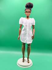 Hand-sewn short dress for curvy Barbie doll