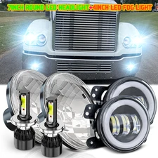 for Freightliner Coronado 7inch Round LED Headlights + 4inch LED Fog Light A++