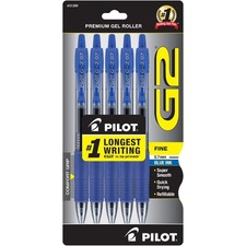 Retractable Gel Pens Fine Point 0.7 mm Blue Ink 5 Count Pack