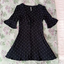 Free People All Yours Little Black Polka Dot Mini Dress 🖤🤍