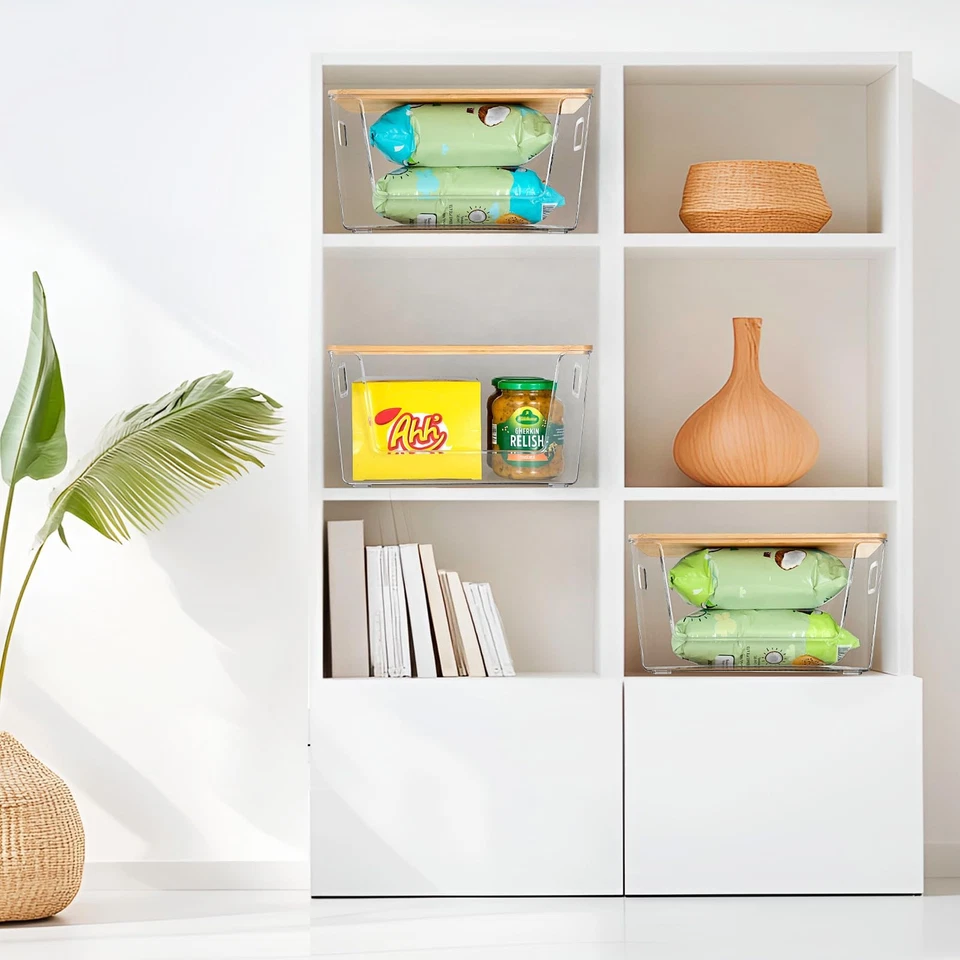 Juego de 4 organizadores y almacenamiento de despensa, dispensador de bolsa de basura apilable acrílico transparente... Foto 4 de 4