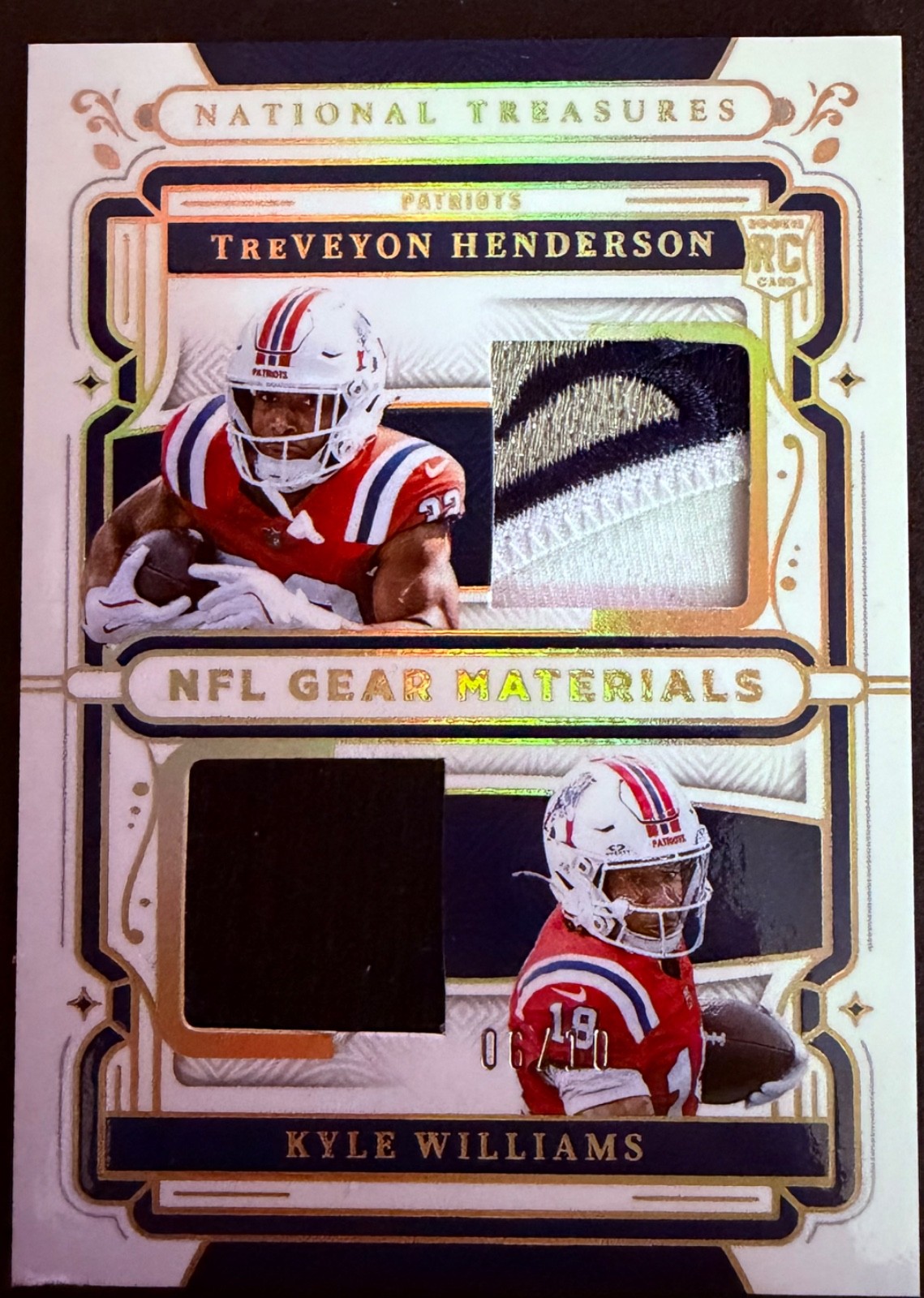 2025 National Treasures TreVeyon Henderson Kyle Williams Dual Patch /10 RC Patri