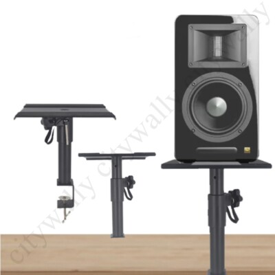 2X Desktop Clamp-On Studio Monitor Speaker Stand+23x23cm Tray Height  Adjustable UK