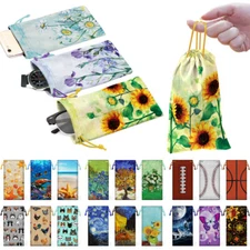 3 PACK Pouch Bag Drawstring Soft Fabric Cleaning Case for Eyeglasses Sunglasses
