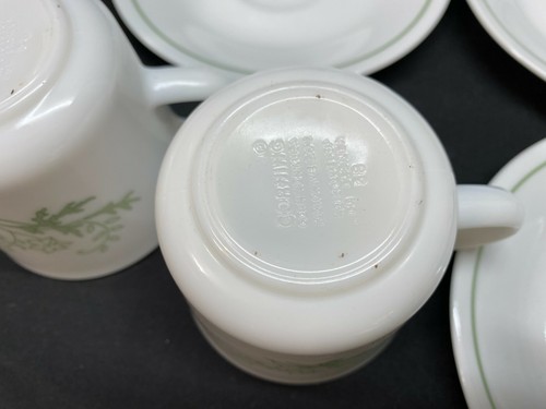Corelle "FLORAL SPRAY" Corning ~ Green Band ~ Set of 8 ~ Cups & Saucers ~ 3" Tal - Picture 7 of 11