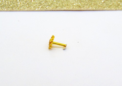 Indian Floral Nose Ring 22k Gold Plated Nose Stud Nose Piercing Brass Push Pin - Picture 4 of 5