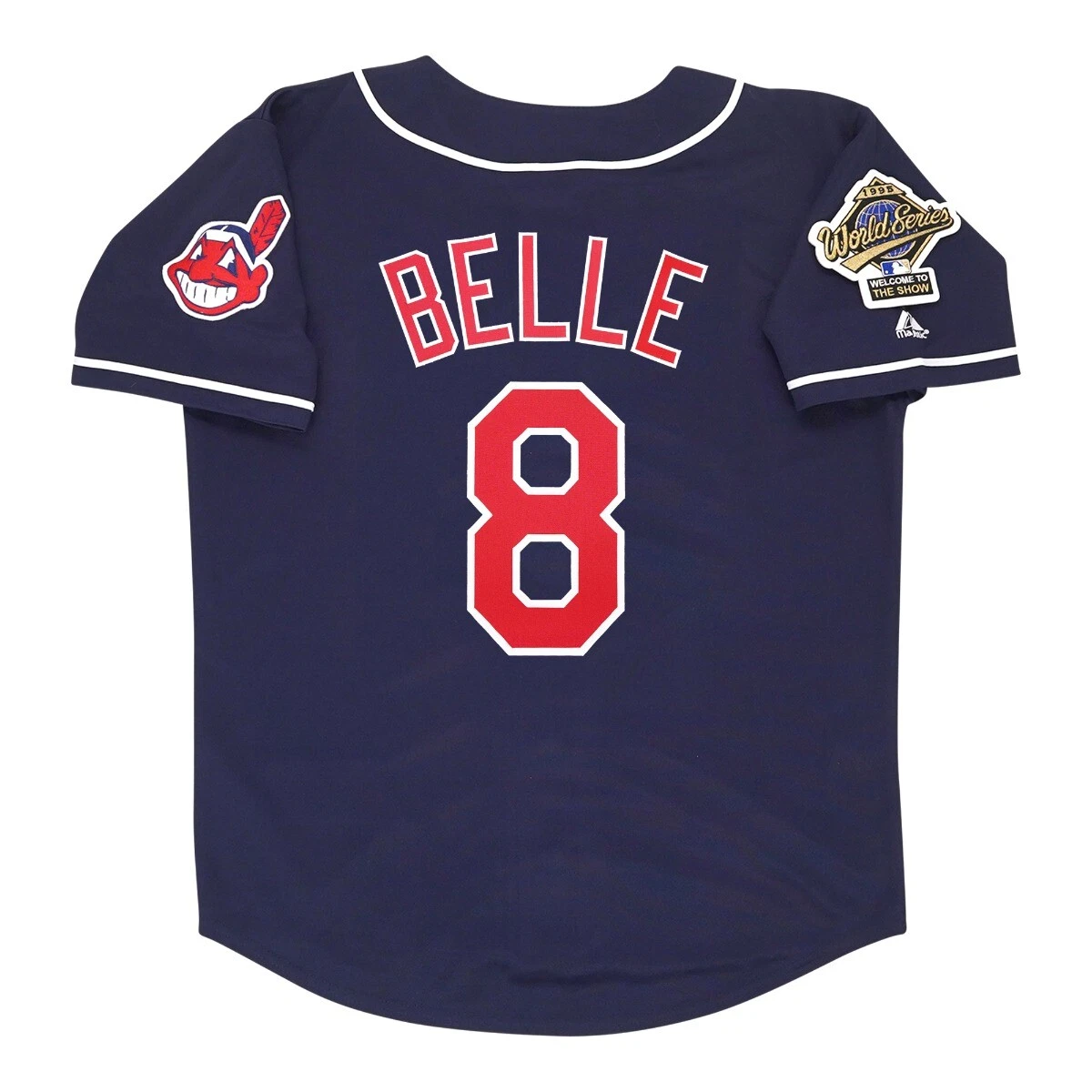 Albert Belle 1995 Cleveland Indians Alt Navy Blue World Series Men's Jersey