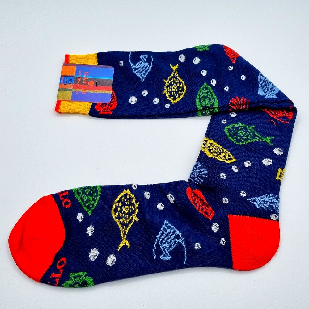 Calze Gallo Uomo Cotone leggero Pesce Fish Sea color Royal Taglia