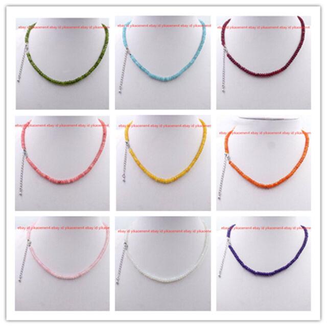 Natural 2x4mm Mutil Color Faceted Roundel Jade Gems Beads Necklace 18'' AAA
