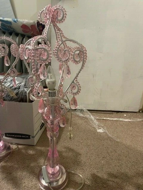 Pink chandelier sale table lamp