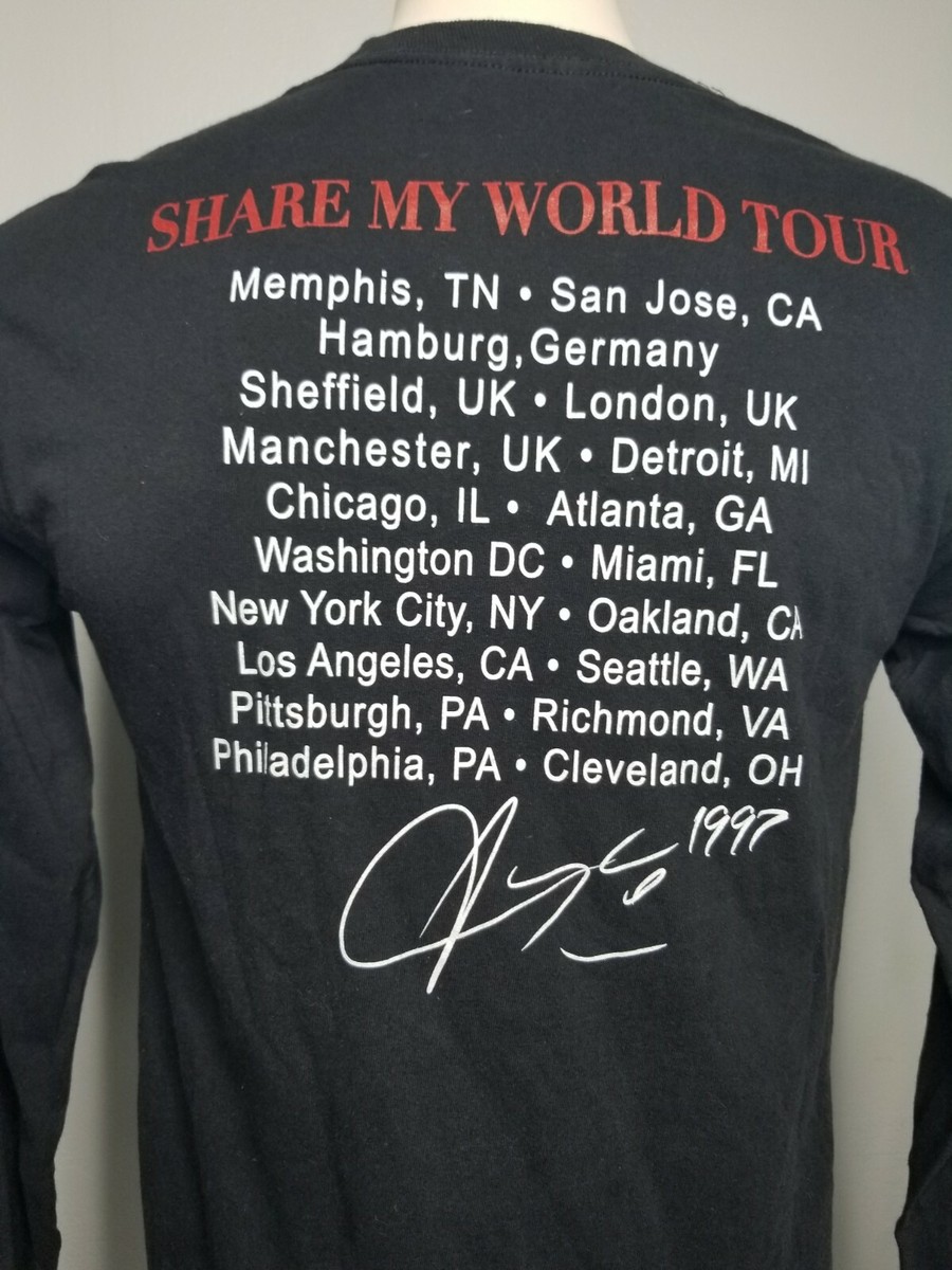 Mens M Aaliyah Share My World Tour Long Sleeve T Shirt 1997