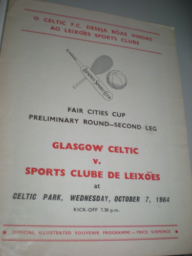 GLASGOW CELTIC v SPORTS CLUBE DE LEIXOES, 7. OKTOBER 1964, FAIRS CUP, NO WRITNG.
