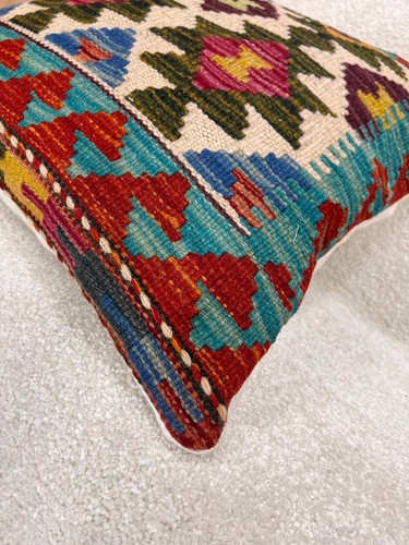 Fundas de cojín Afghan Kilim 100 % lana hechas a mano - multicolor - Imagen 46 de 91