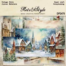 Christmas Winter Snowy Village A5 Scrapbook Card Journal Craft Paper